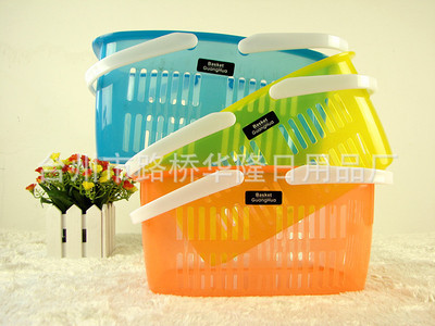 【廠家批發 塑料日用平 多用途 手提購物籃子 裝物品籃子 464】價格,廠家,圖片,家用購物籃、袋、車,臺州市路橋華隆日用品廠-